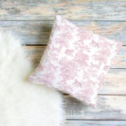 Chinoiserie Tiger Pillow Cover - Soft Faux Suede Fabric Pretty Asian Pattern Pink & White French Toile De Jouy Decorative Cushion - thumbnail 3