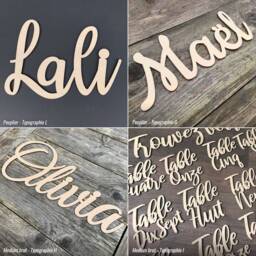 Wooden First Name/Size S 10 Wood Finishes 12 Typographies Children's Room Decoration Birthday Wedding Table - thumbnail 3