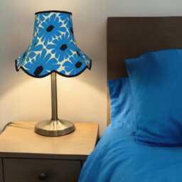 Blue Retro Lampshade With Black Braid Handmade For Ceiling Lights, Table & Floor Standard Lamp Shades - thumbnail 3