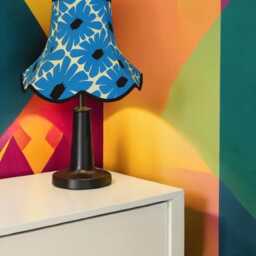 Blue Retro Lampshade With Black Braid Handmade For Ceiling Lights, Table & Floor Standard Lamp Shades - thumbnail 2
