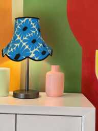 Blue Retro Lampshade With Black Braid Handmade For Ceiling Lights, Table & Floor Standard Lamp Shades - thumbnail 1