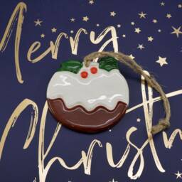 Handmade Ceramic Christmas Pudding Ornament Holiday Tree Decor - thumbnail 4