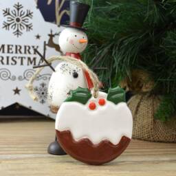 Handmade Ceramic Christmas Pudding Ornament Holiday Tree Decor - thumbnail 2