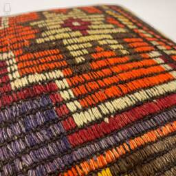 Hand Loomed Turkish Rug Pillow Cover - Ethnic Anatolian Wool Cushion - 16x16 - thumbnail 3