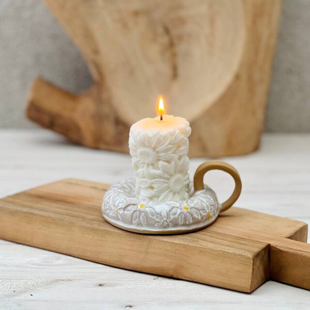 Candle Holder With Handle Marguerite Floral Pattern - image 1