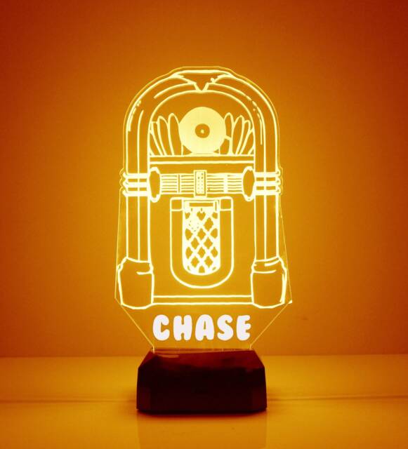 Acrylic Light Up Jukebox, Custom Engraved Night Light, Personalized Free, 16 Color Options With Remote Control, Musician Gift - image 1