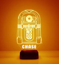 Acrylic Light Up Jukebox, Custom Engraved Night Light, Personalized Free, 16 Color Options With Remote Control, Musician Gift
