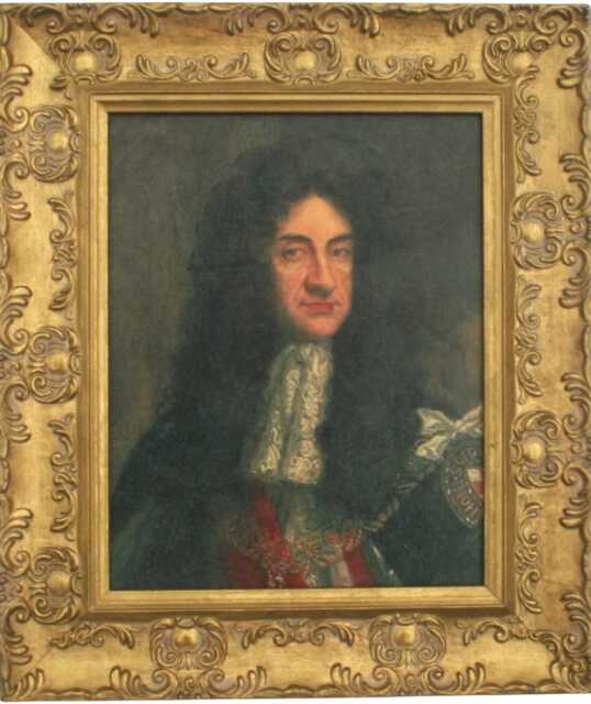 King Charles Ii Of England Framed Picture, Oleograph, Reproduction Antique - image 1