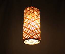 "Handwoven Bamboo Pendant Light Rustic Cylindrical Hanging Lamp - D5.5"" X H11.8"