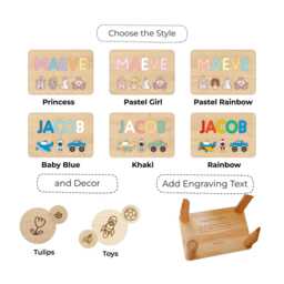 Personalized Name Puzzle Stool - Christmas Gift For Toddlers & Kids - thumbnail 3
