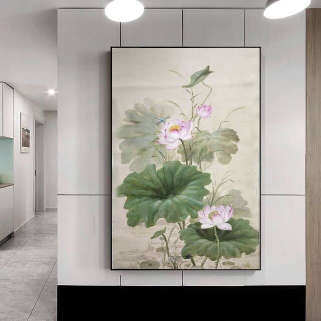 Large Oil Painting, Oversized Wall Art Abstract, Original Lotus Painting, Lotus Painting, Art, Living Room Canvasem676 - image 1