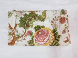 New Decorative Indian Handmade Floral Fruit Kantha Quilt Bedspread Bedcover, Pure Cotton Throw
