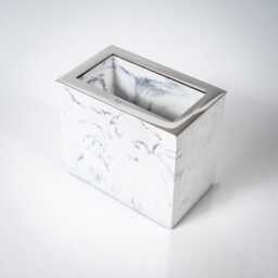 Marbled Concrete Pen Holder With Stainless Steel Trim, Modern Desk Organizer - thumbnail 3