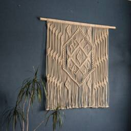 Large Macrame Wall Hanging, Boho Tapestry, Cotton Art - thumbnail 2