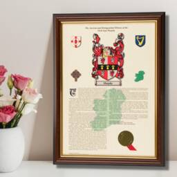 Personalised Irish Family Name History, Coat Of Arms, A3 Framed Print - thumbnail 2