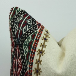Vintage Turkish Kilim Pillow Cover Hand-Spun Wool, Bohemian Cushion - 16x16 Inch - thumbnail 3