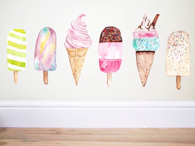 Ice Cream Wall Decals, Lollies Sticker, Pastel Decor, Sweets Sticker, Playroom Decals, Playroom Sticker, Dessert Sticker, Play Kitchen, Art - image 1
