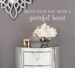 Family Vinyl Wall Decal -Begin Each Day With A Grateful Heart - Lettering For The Home - thumbnail 1