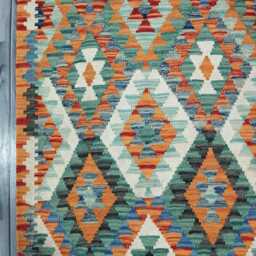 Classic Runner Rug, Handmade Artisan Afghan Turkish, Scandinavian, Navajo, Bohemian, Wool Flatweave Multicolour Kilim Rug 312x77 cm - thumbnail 2
