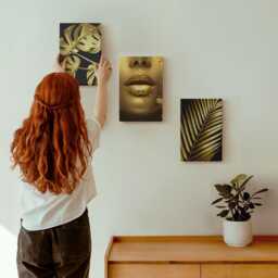 3 Piece Canvas Set - Palm Leaves Woman's Face Monstera Leaves, Yellow Large Wall Art, Plants & Flowers Hanging - thumbnail 1