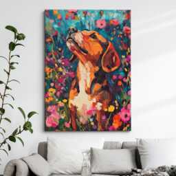 Beagle Dog Abstract Oil Painting Framed Canvas & Print Large Sizes Wall Art Poster Pet Home Decor Interior Lover Gift Idea - thumbnail 1