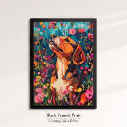 Beagle Dog Abstract Oil Painting Framed Canvas & Print Large Sizes Wall Art Poster Pet Home Decor Interior Lover Gift Idea - thumbnail 2