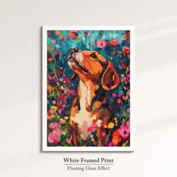 Beagle Dog Abstract Oil Painting Framed Canvas & Print Large Sizes Wall Art Poster Pet Home Decor Interior Lover Gift Idea - thumbnail 3
