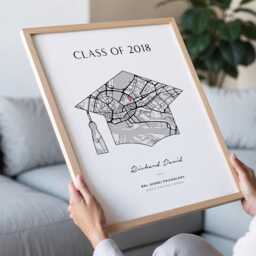 Custom Graduation Print, Personalised Map Gifts, Uni Wall Art, Decor, Student Keepsake, Modern Home Cp - thumbnail 2