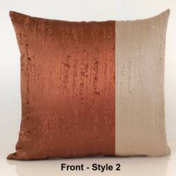 Cinnamon Copper & Beige Sand Color Block Decorative Throw Pillow Cover, Cushion Covers, Accent Pillow, Satin Blend, Geometric Pattern - thumbnail 2