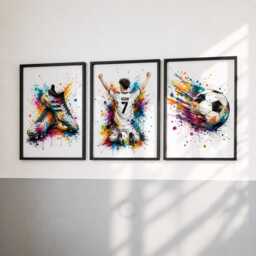 Personalised Football Posters - Boys Bedroom Prints, Kids Soccer Wall Art Set Of 3 - thumbnail 2