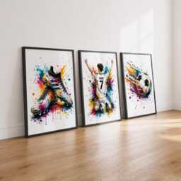 Personalised Football Posters - Boys Bedroom Prints, Kids Soccer Wall Art Set Of 3 - thumbnail 3