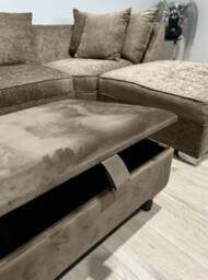 Champagne Ottoman Plain Storage Beige Buttoned Coffee Table, Mini Footstool, Small Footrest - thumbnail 3