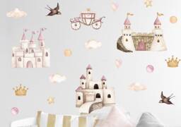 Pink Fairy Castle Stickaround Wall Stickers, Princess Decal, Decal - thumbnail 1