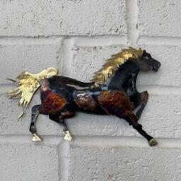 Handmade Recycled Metal Running Horse Wall Hanging Decoration - thumbnail 1