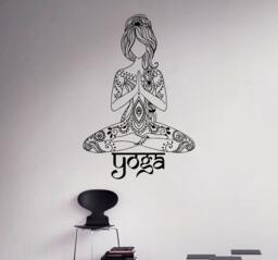 Yoga Wall Vinyl Decal Lotus Pose Sticker Studio Decor Living Room Murals Housewares 4(Yga - thumbnail 1