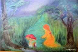 Girl & Gnome Friendship Art Print Children's Blessing Card - Small Print - thumbnail 1