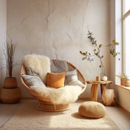 Sheepskin Rug Lambskin Throw, Cream Colours Blanket Fur Home Decor - thumbnail 2