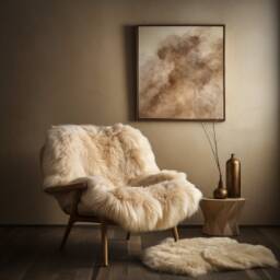 Sheepskin Rug Lambskin Throw, Cream Colours Blanket Fur Home Decor - thumbnail 3