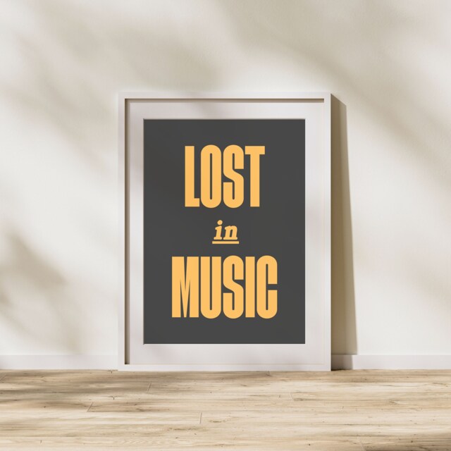 Lost in Music Print - Disco Print, Eclectic Retro Wall Art, Statement Prints, Funky Living Room Bedroom Lyrics - image 1