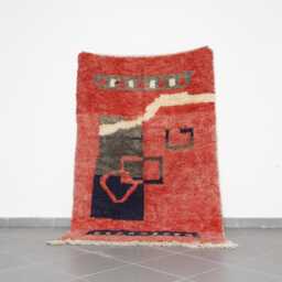 Handmade Abstract Berber Wool Rug Moroccan Artisanal Carpet - 7, 5x5 Ft