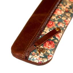 Elegant Rose Pen Case Leather Pencil Roses Leather Fabric - thumbnail 3