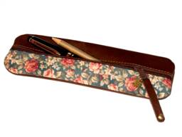 Elegant Rose Pen Case Leather Pencil Roses Leather Fabric