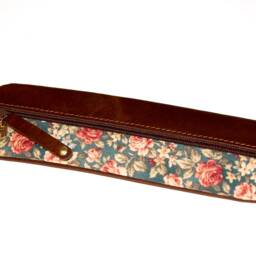 Elegant Rose Pen Case Leather Pencil Roses Leather Fabric - thumbnail 2