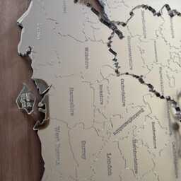 Silver Mirror United Kingdom & Ireland Map Laser Cut Wall Art - thumbnail 4