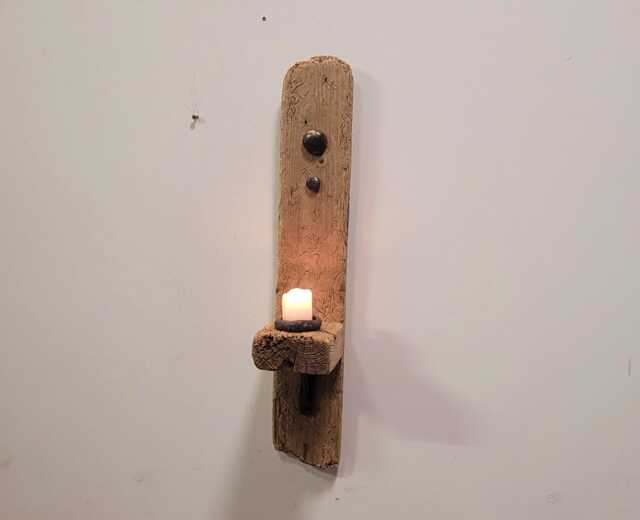 Dorset Driftwood Pewter Look Ceramic Motif Night Light Candle Holder/Sconce - image 1