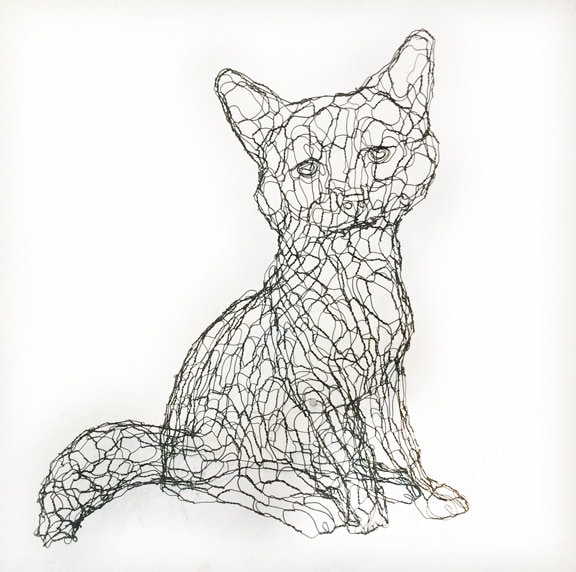 Fox Cub 3D Wire Sculpture By Elizabeth Berrien - image 1