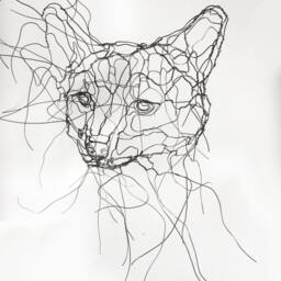 Fox Cub 3D Wire Sculpture By Elizabeth Berrien - thumbnail 3