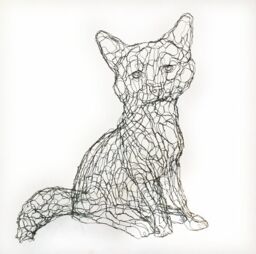 Fox Cub 3D Wire Sculpture By Elizabeth Berrien - thumbnail 1
