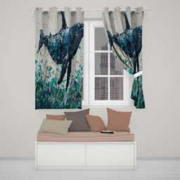 Blue Whale & Plastic Pollution Ocean Street Art Distinctive Artistic Home Decor Readymade Eyelet Ring Top Thermal 100% Blackout Curtains - thumbnail 2