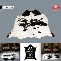 Black White Cowhide Rug 68x70 Inches - Genuine Natural Skin Hair On Hide Western Farmhouse Rustic Home Decor - thumbnail 3